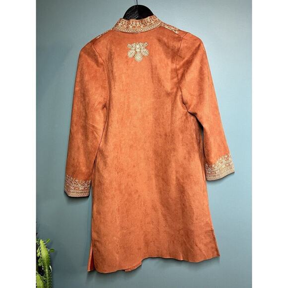 Soft Surroundings Womens Faux Suede Leona Duster Jacket Embroidered XS Pockets - Picture 5 of 8